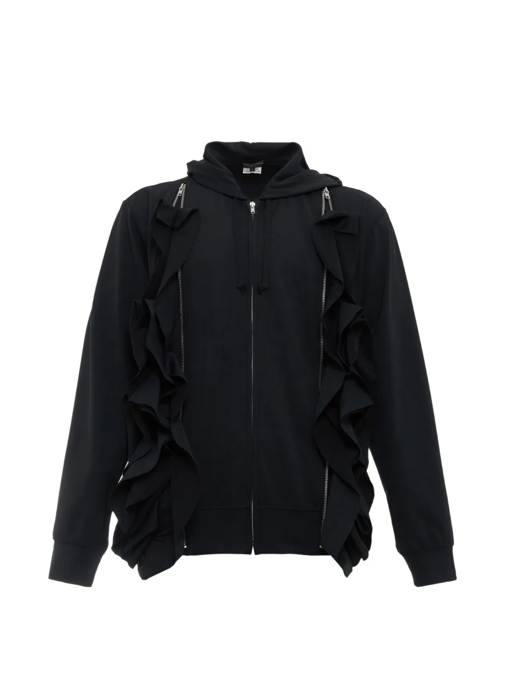 Comme des Garçons Homme Plus ruffled zip-up hoodie - Schwarz