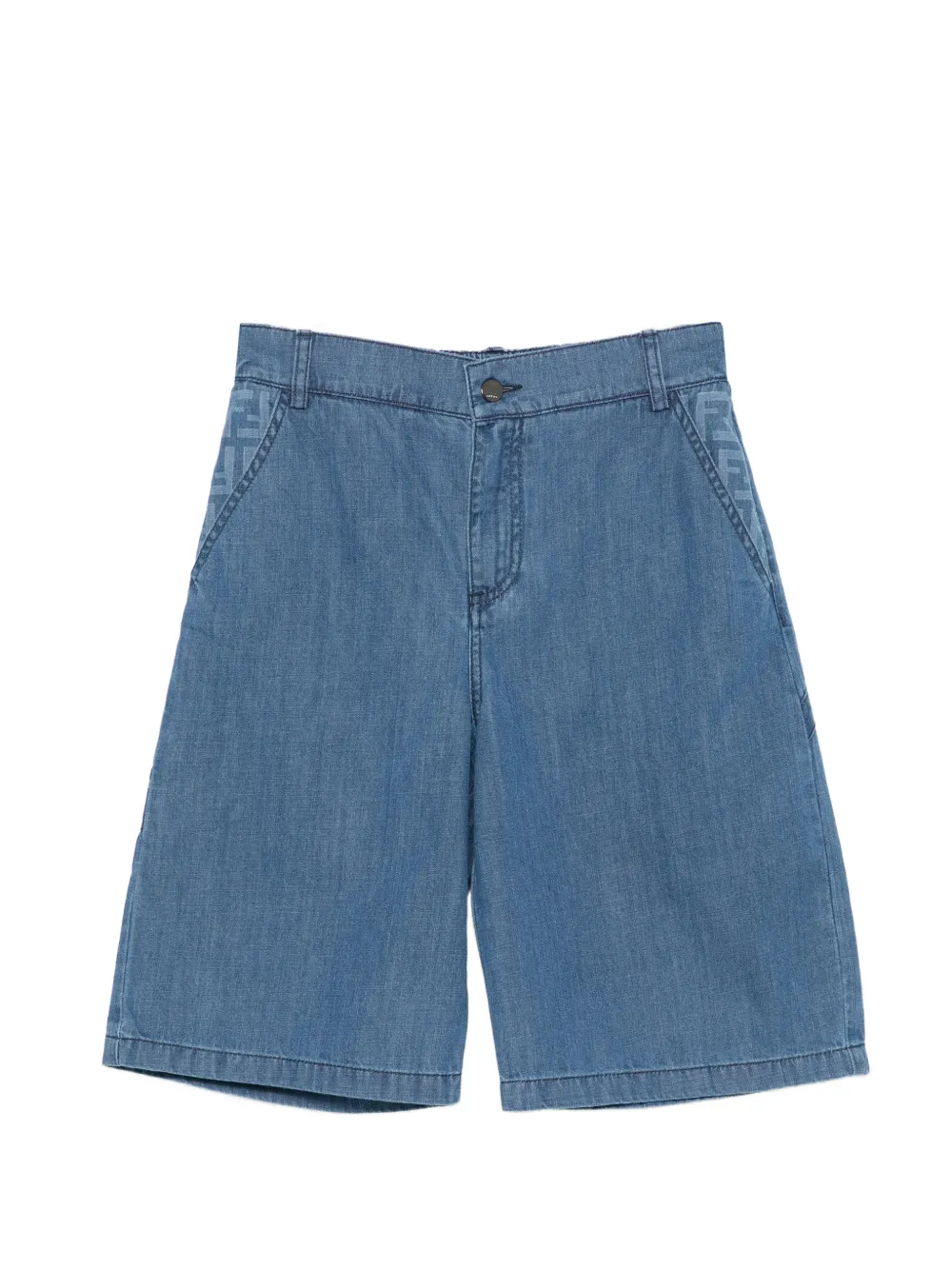 Fendi Kids logo-detail denim shorts - Blu