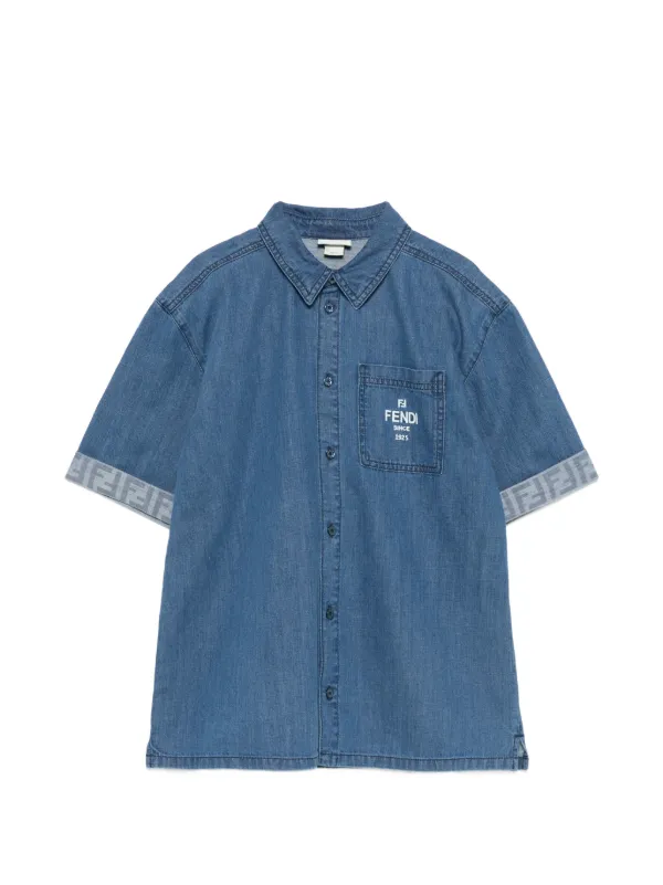 Fendi Kids パッチポケット シャツ | ブルー | FARFETCH JP