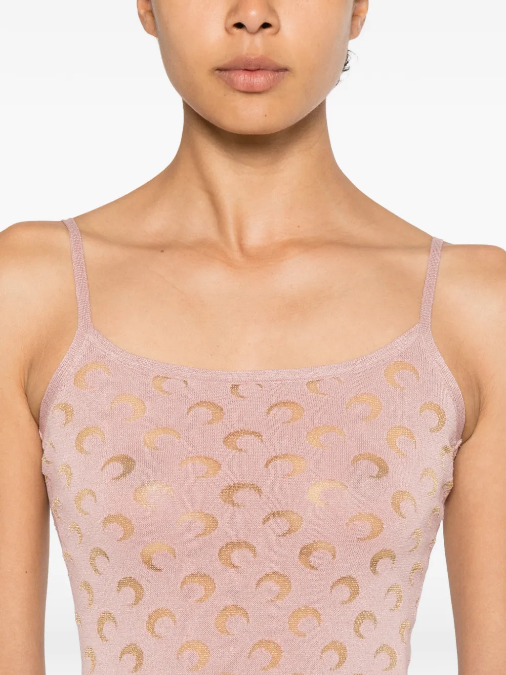 Marine Serre Maxi-jurk met Crescent Moon-patroon Roze