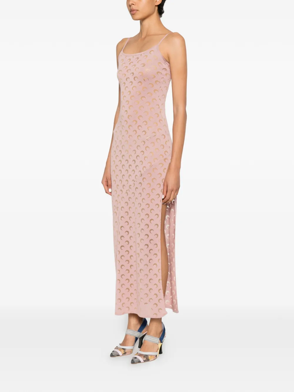 Marine Serre Maxi-jurk met Crescent Moon-patroon Roze
