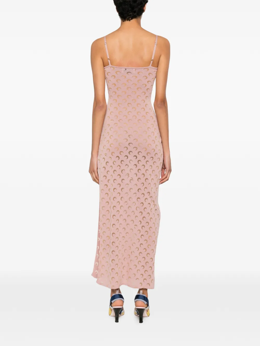 Marine Serre Maxi-jurk met Crescent Moon-patroon Roze