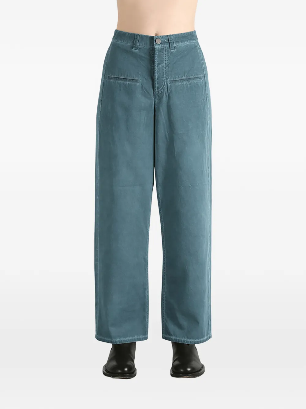 Uma Wang Straight broek met logopatch Blauw