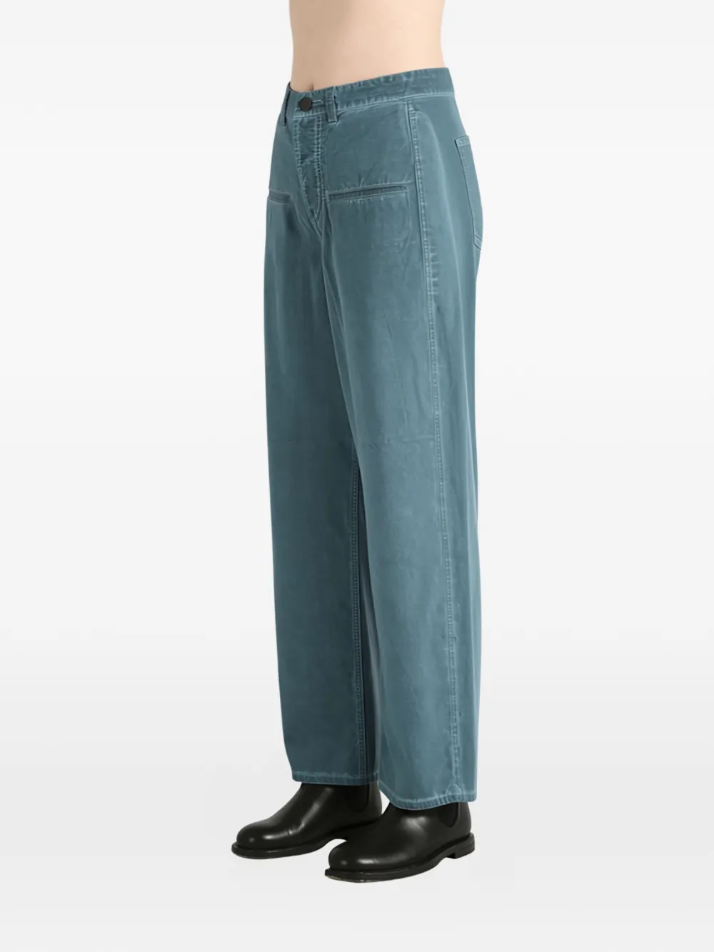 Uma Wang Straight broek met logopatch Blauw