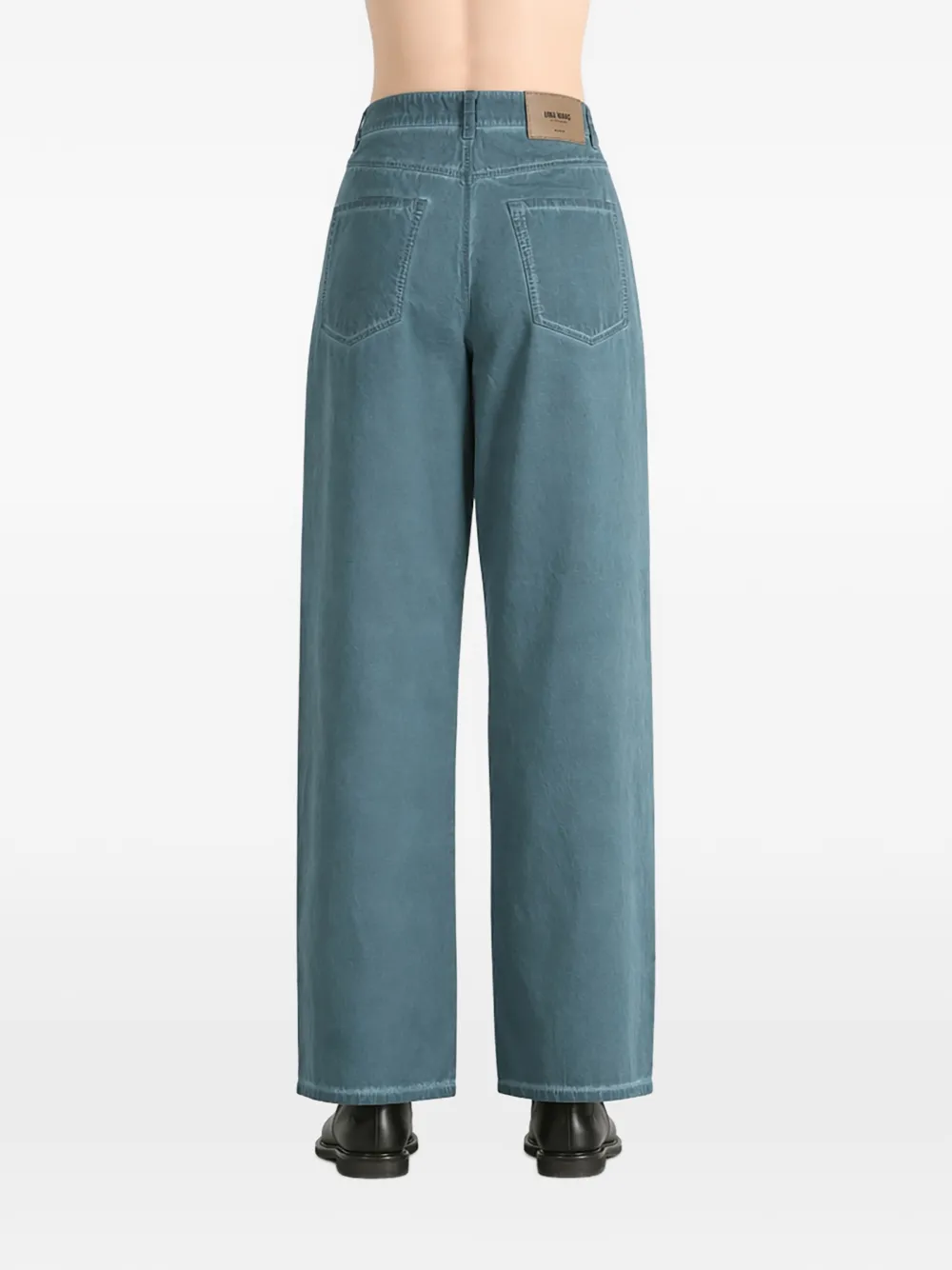 Uma Wang Straight broek met logopatch Blauw