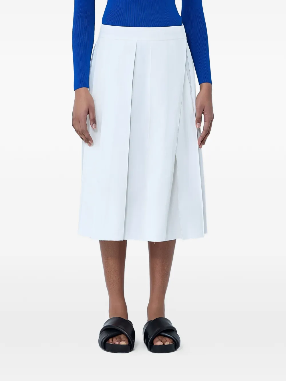 Jil Sander A-line pleated midi skirt - Bianco