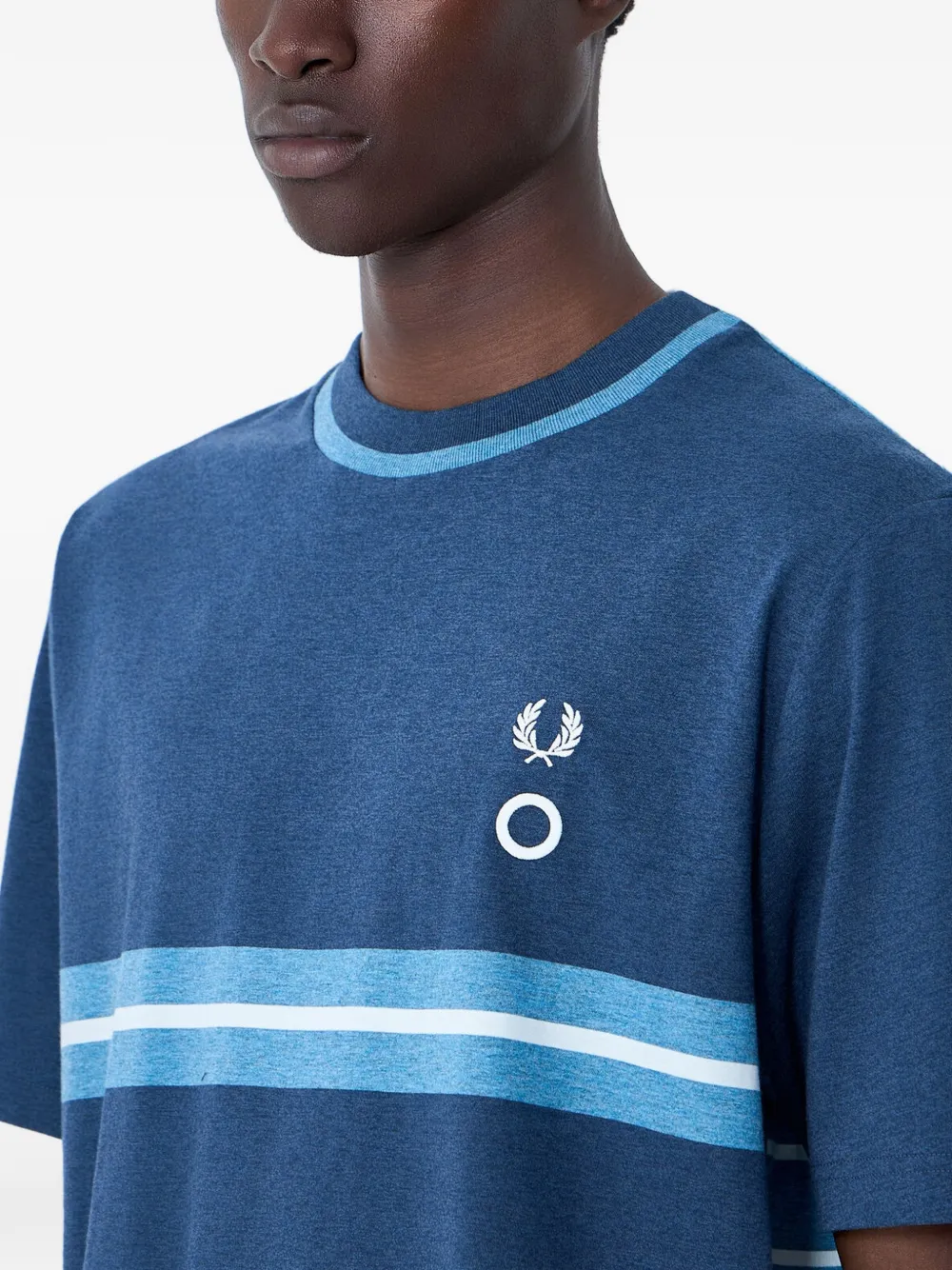 Fred Perry logo-embroidery Crew Neck T-shirt | Blue | FARFETCH CA