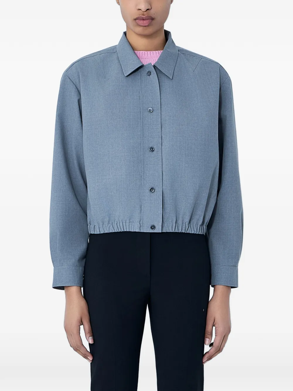 Jil Sander cropped wool jacket - Blu
