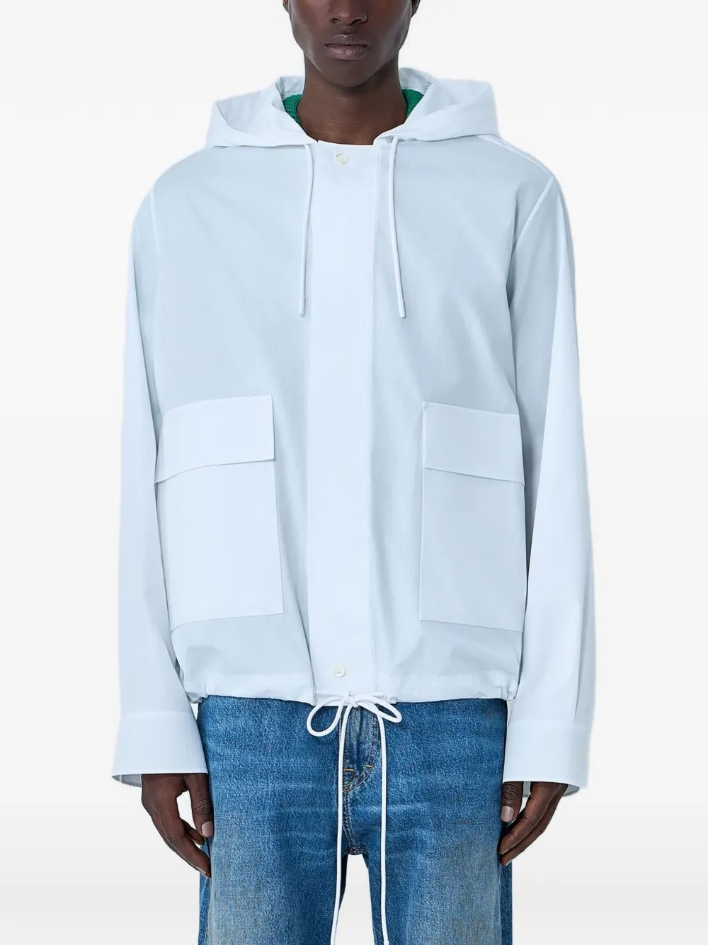 Lacoste drawstring hooded overshirt - Bianco