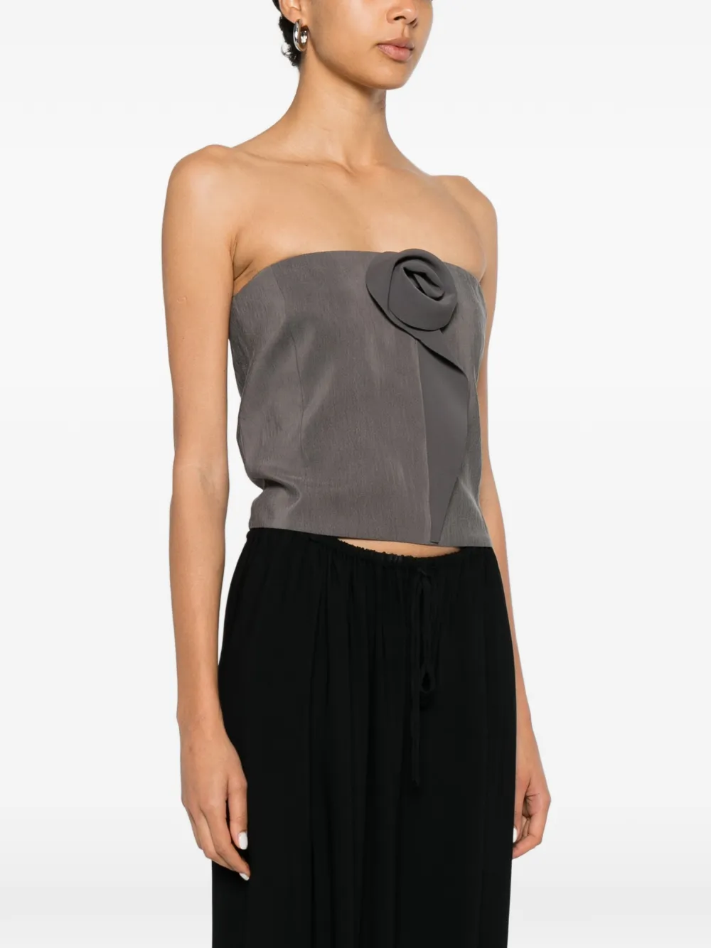 Giorgio Armani Strapless top met bloemapplicatie Grijs
