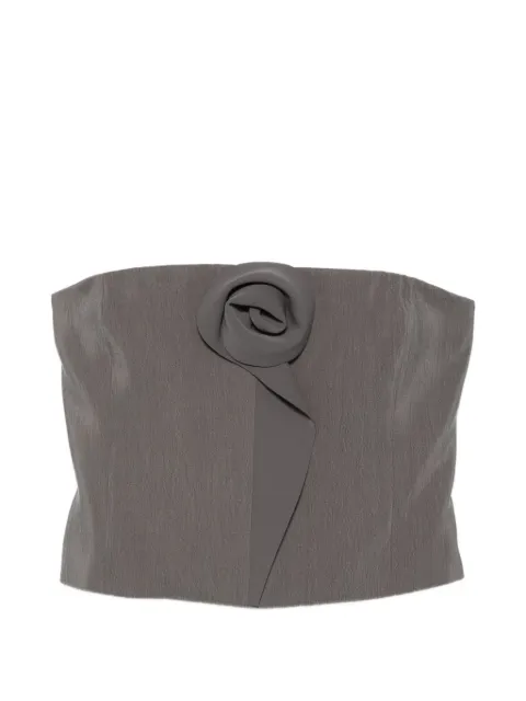 Giorgio Armani top strapless con aplique floral