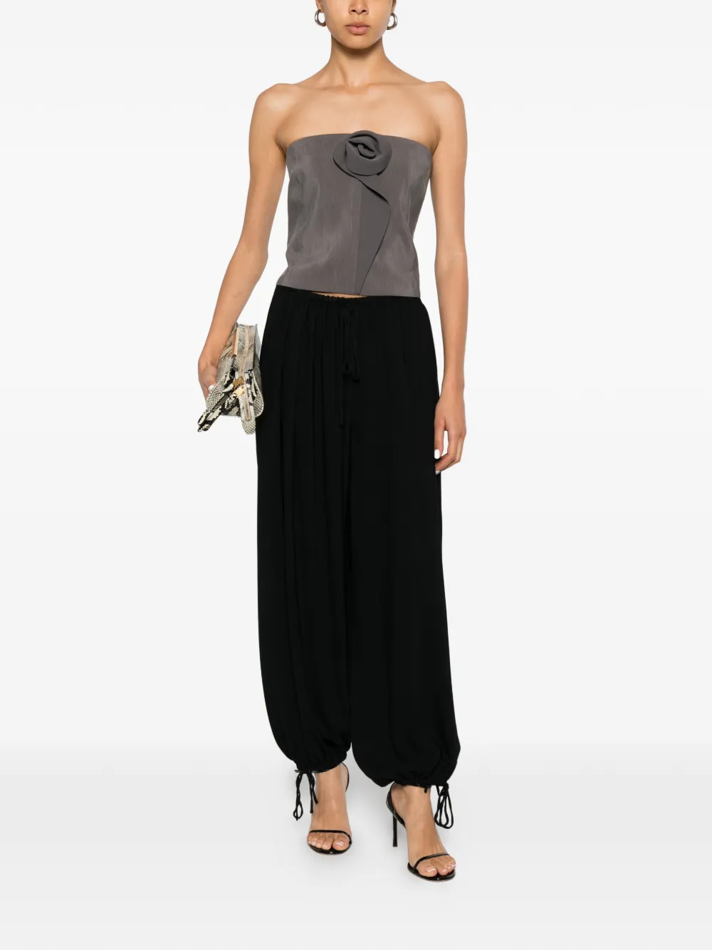 Giorgio Armani Strapless top met bloemapplicatie Grijs