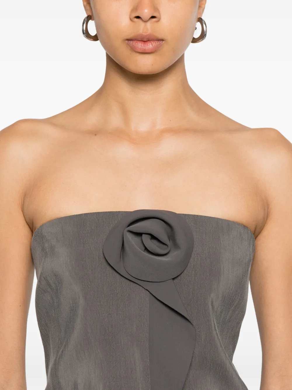 Giorgio Armani Strapless top met bloemapplicatie Grijs