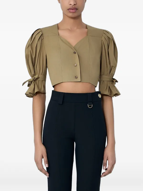Chloé Buttoned Cropped Shirt in Green