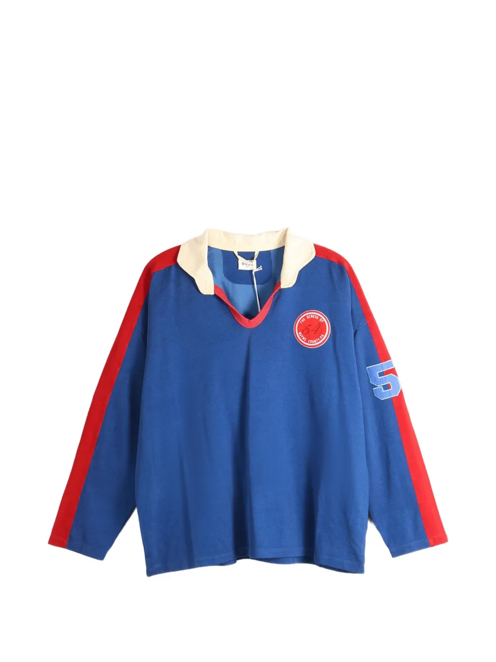 BODE Lakewood logo-patch panelled shirt - Blu