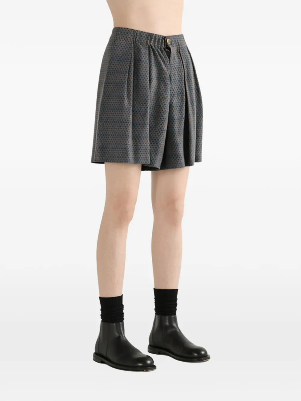 Uma Wang Geplooide shorts met geometrisch patroon Grijs