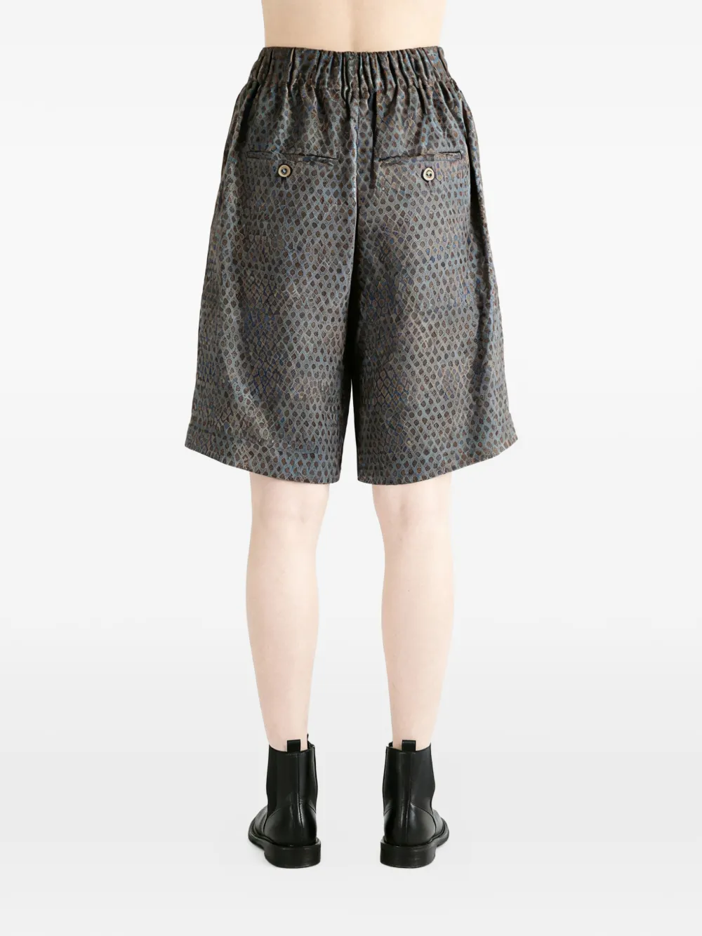 Uma Wang Geplooide shorts met geometrisch patroon Grijs