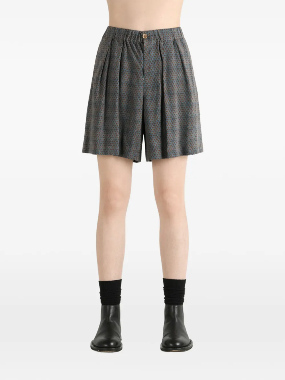 Uma Wang Geplooide shorts met geometrisch patroon Grijs