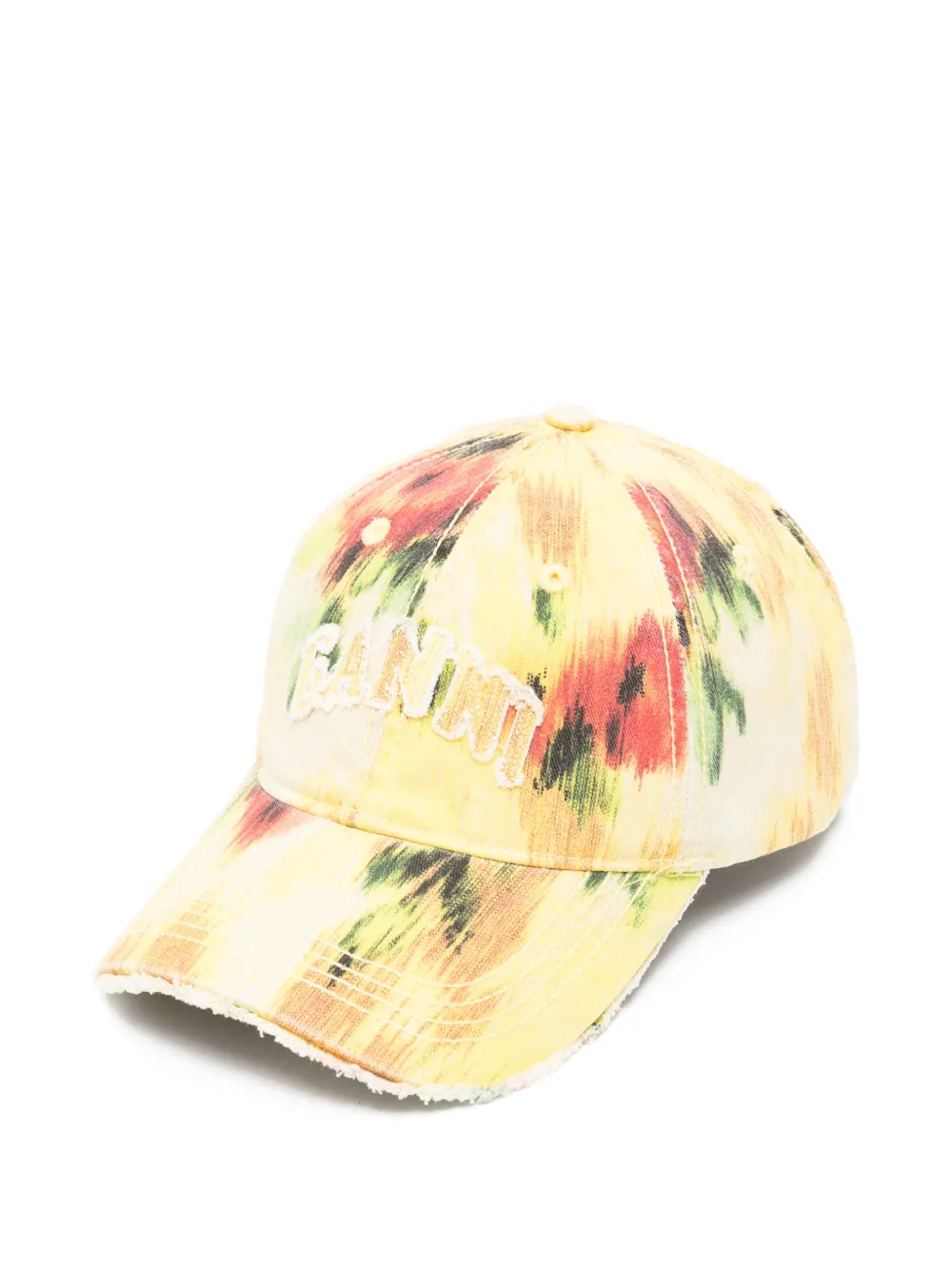 GANNI logo-embroidered cap - Giallo