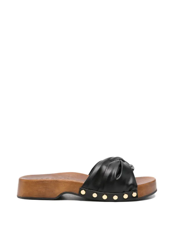 Ganni Studded Knotted Sandals in Black
