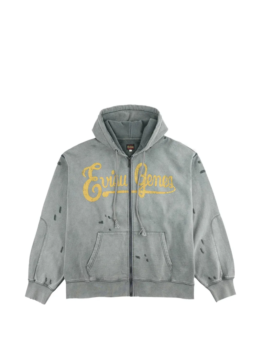 EVISU Seagull distressed logo-print hoodie - Grey