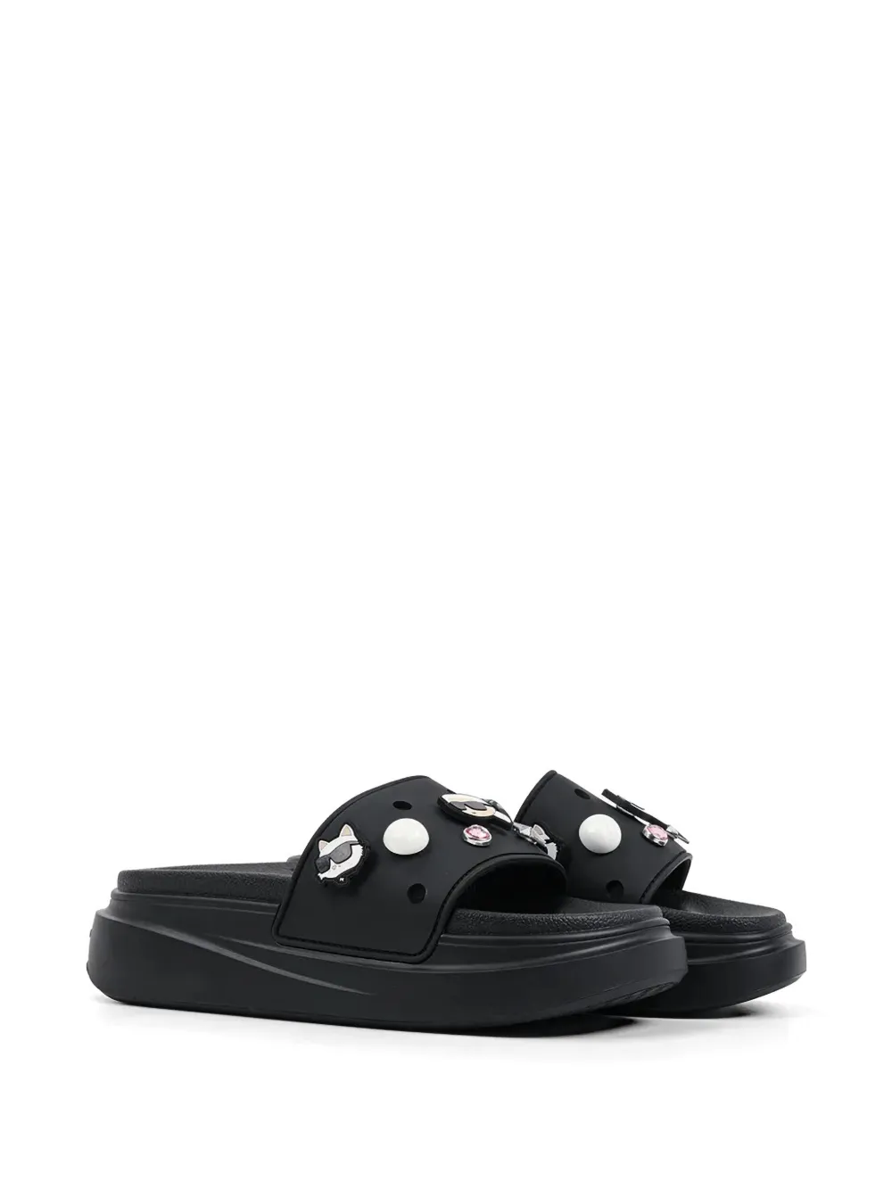 Karl Lagerfeld embellished platform slides Zwart