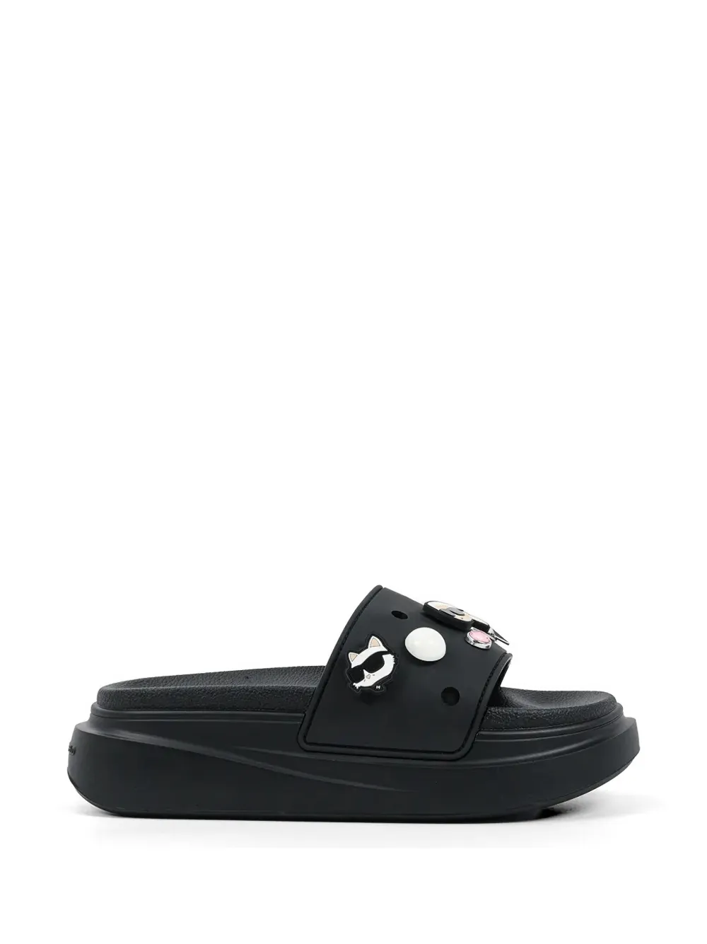 Karl Lagerfeld embellished platform slides - Schwarz