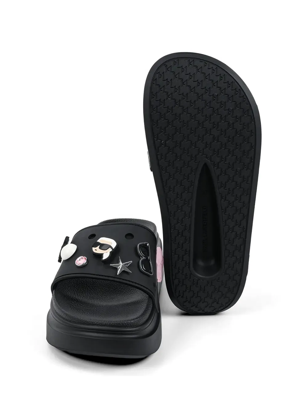 Karl Lagerfeld embellished platform slides Zwart
