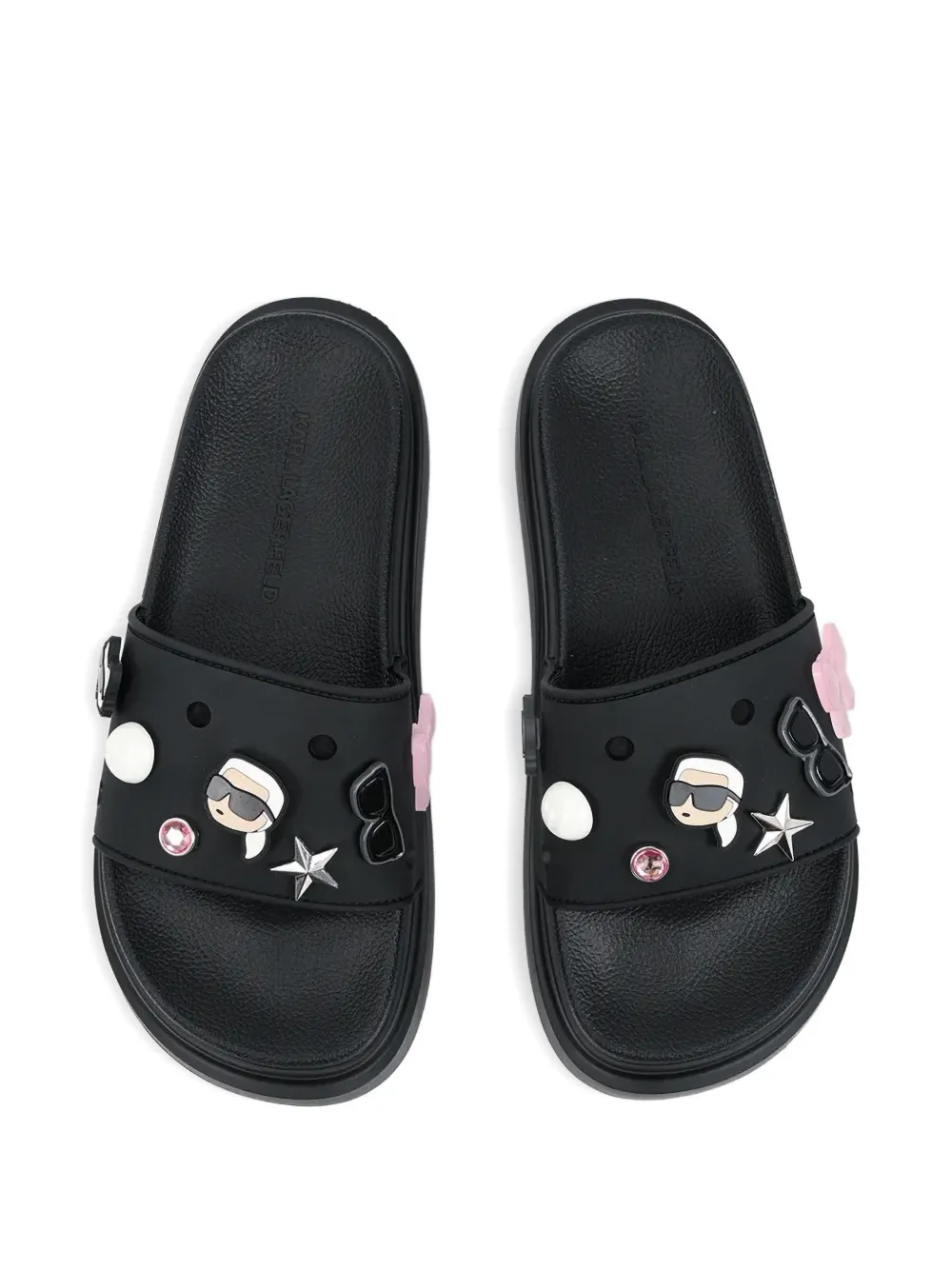 Karl Lagerfeld embellished platform slides Zwart