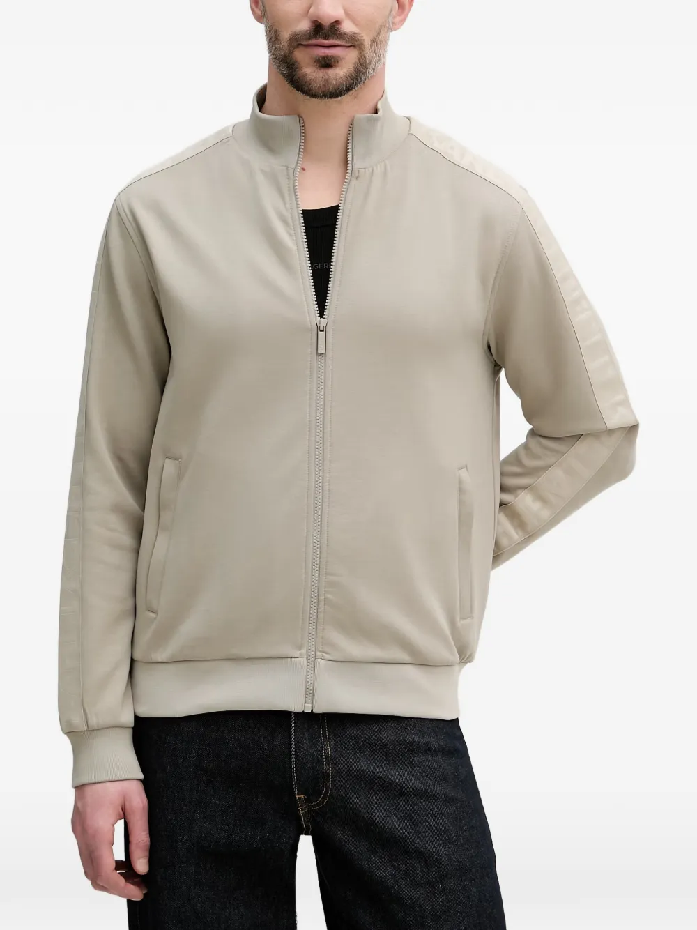 Karl Lagerfeld logo-tape zip-up sweatshirt - Grigio