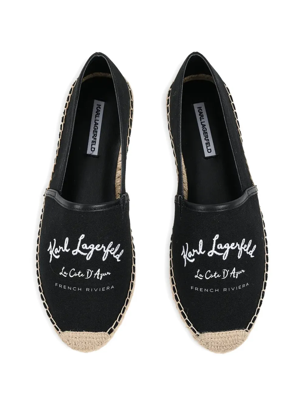 Karl Lagerfeld logo-embroidered braided-sole espadrilles Zwart
