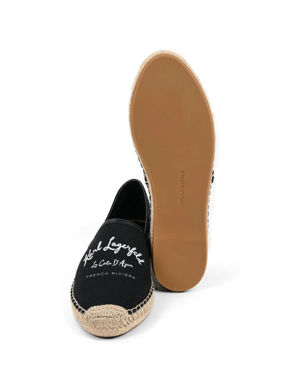 Karl Lagerfeld logo-embroidered braided-sole espadrilles Zwart