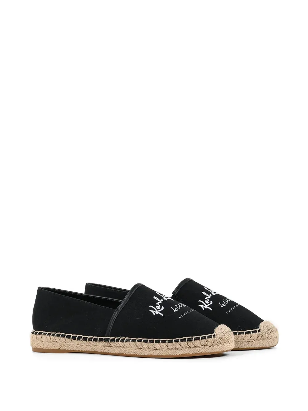 Karl Lagerfeld logo-embroidered braided-sole espadrilles Zwart