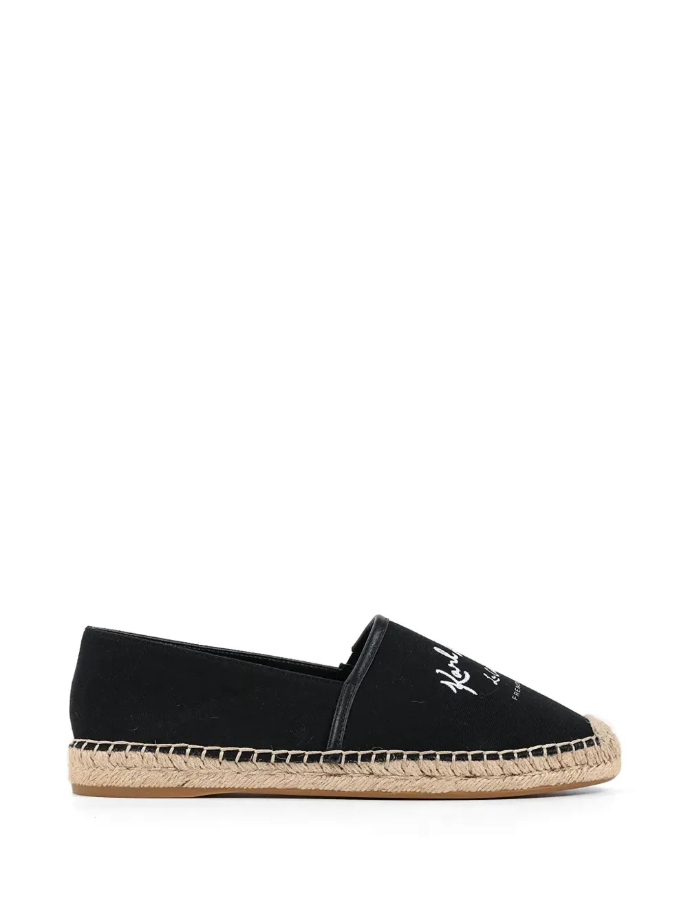 Karl Lagerfeld logo-embroidered braided-sole espadrilles Zwart