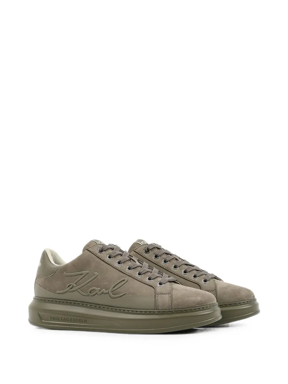 Karl Lagerfeld logo-embossed lace-up sneakers Groen