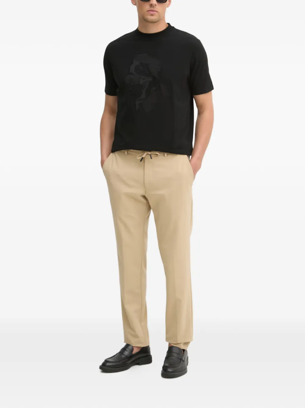 Karl Lagerfeld Broek met trekkoordtaille Beige