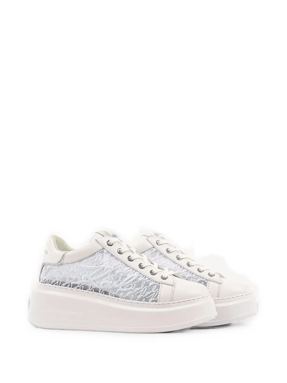 Karl Lagerfeld logo-embroidered mesh sneakers Wit