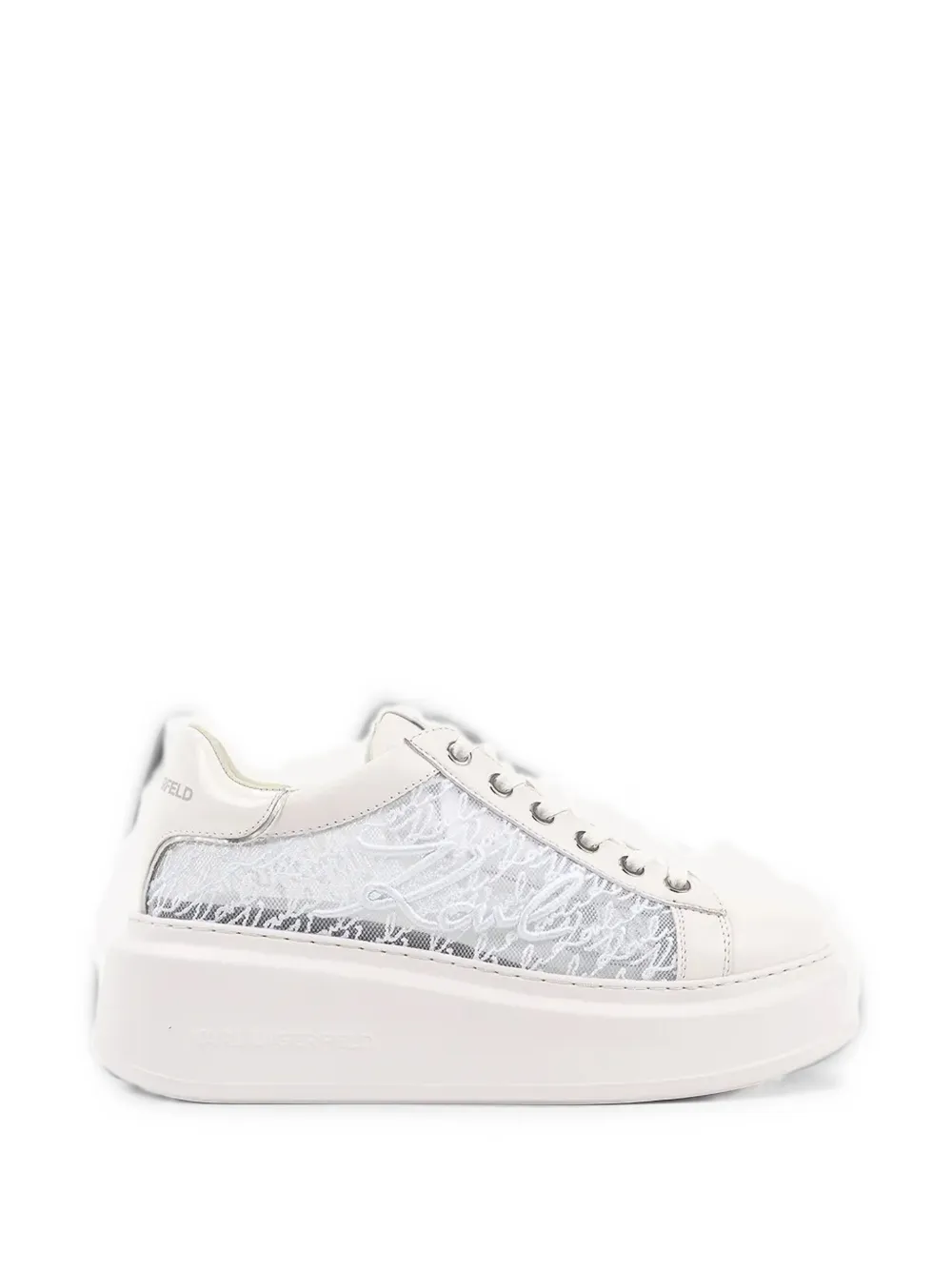 Karl Lagerfeld logo-embroidered mesh sneakers Wit