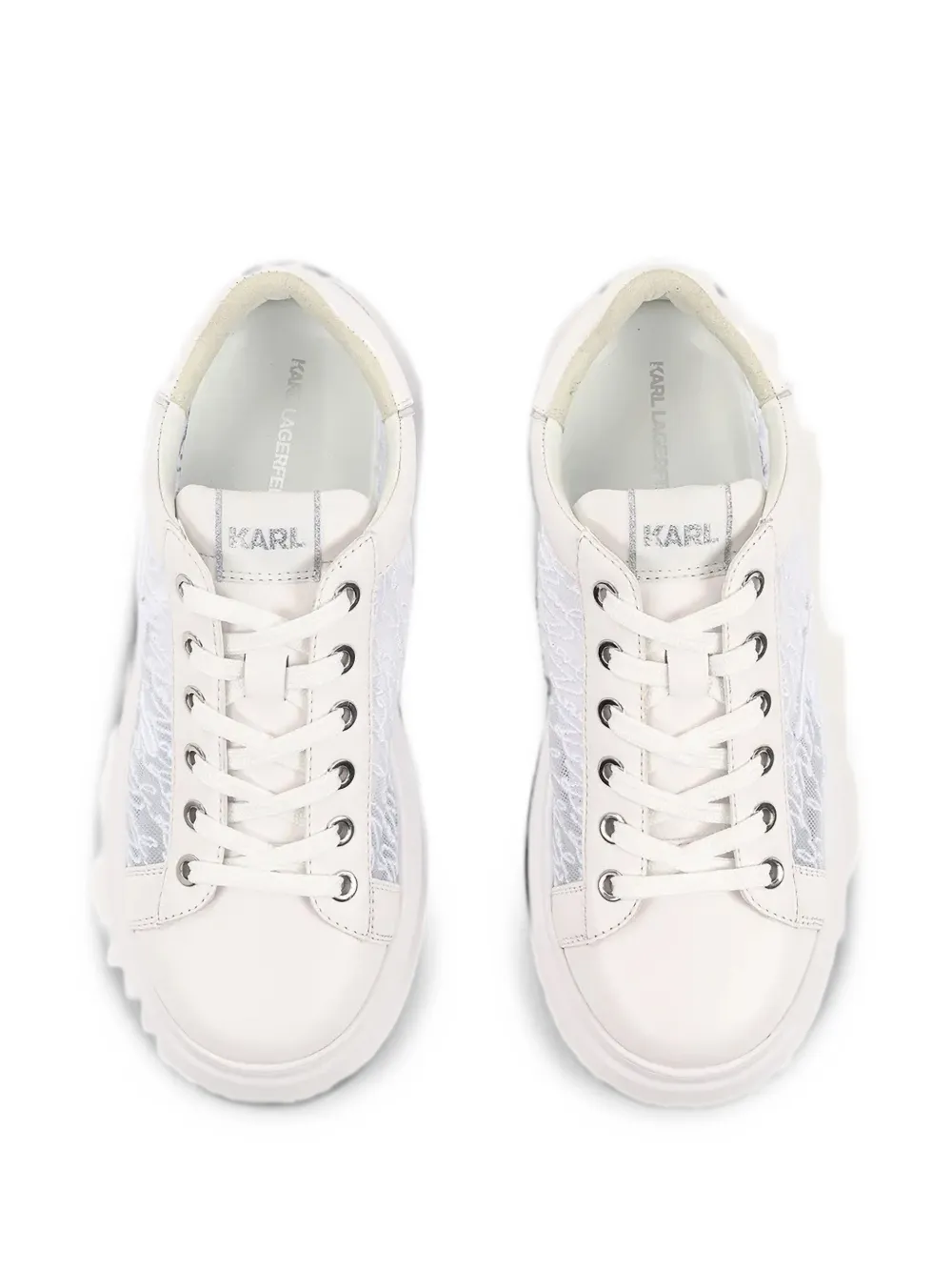Karl Lagerfeld logo-embroidered mesh sneakers Wit