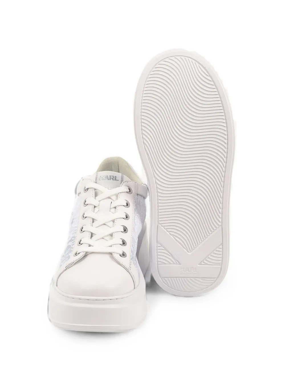 Karl Lagerfeld logo-embroidered mesh sneakers Wit