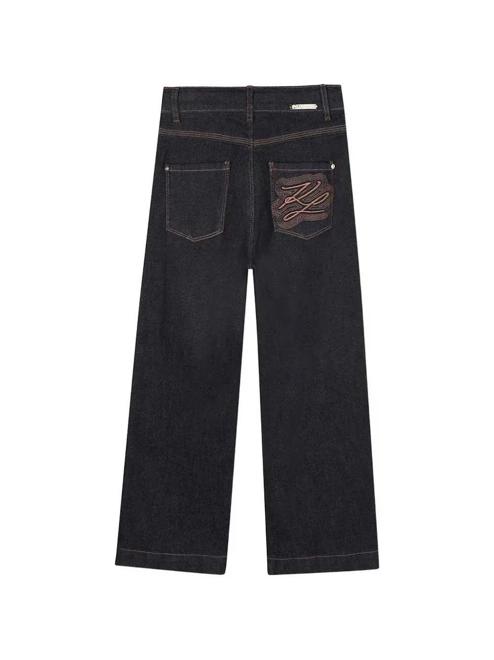 Karl Lagerfeld Kids Jeans met geborduurd logo en wijde pijpen Blauw