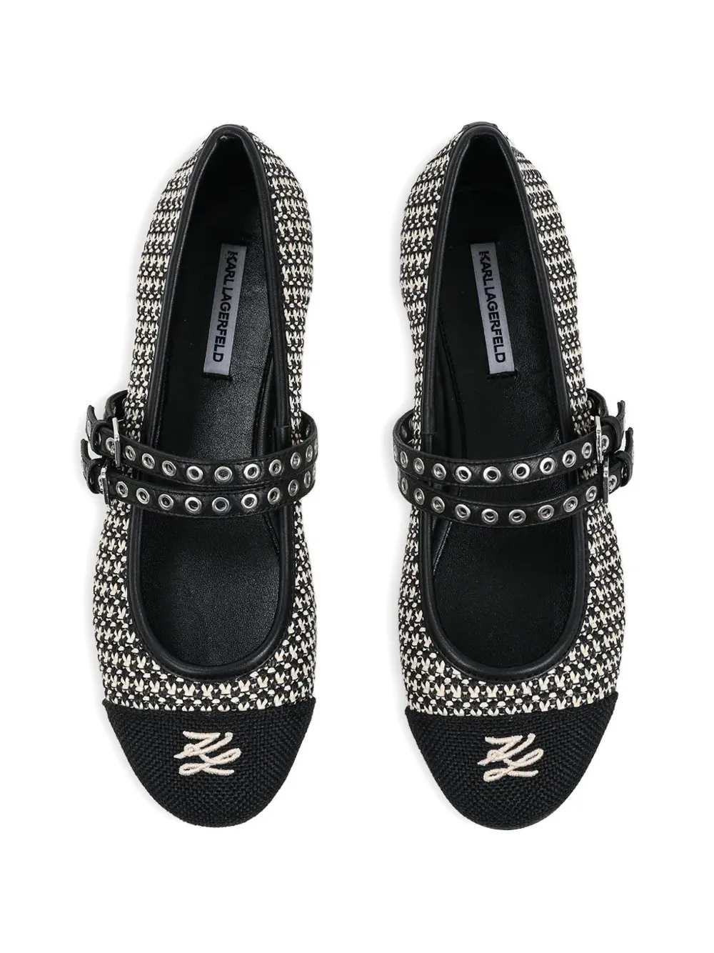 Karl Lagerfeld eyelet-embellished ballet flats Zwart