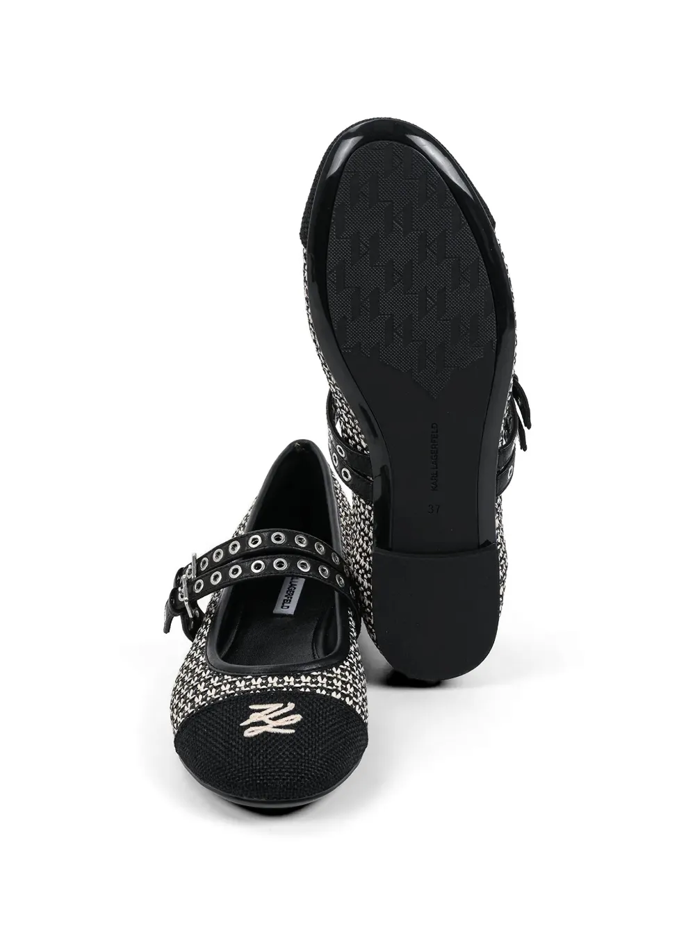 Karl Lagerfeld eyelet-embellished ballet flats Zwart