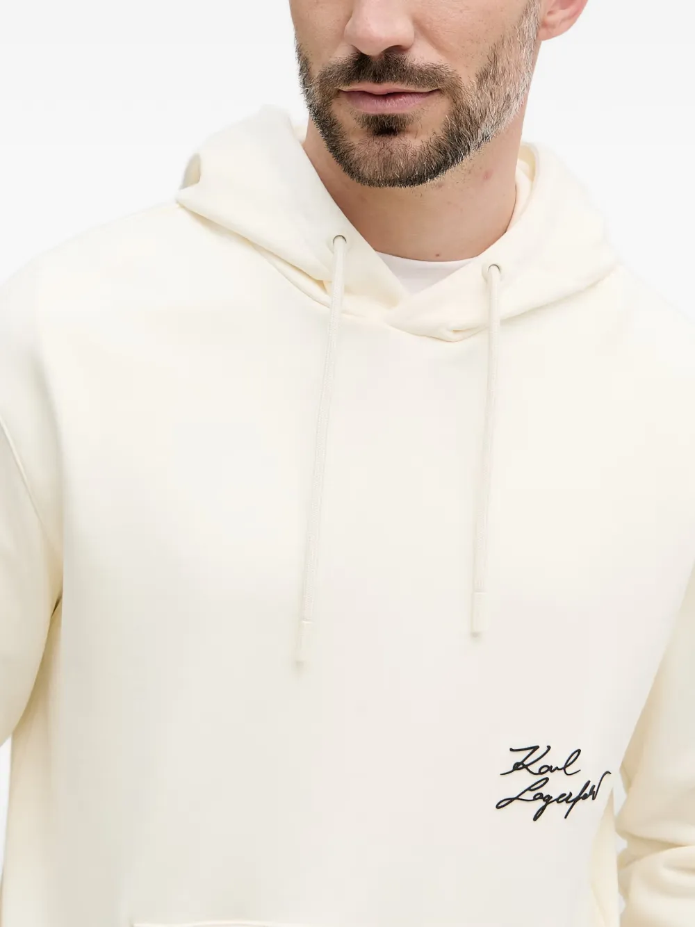Karl Lagerfeld Hoodie met geborduurd logo en print Beige