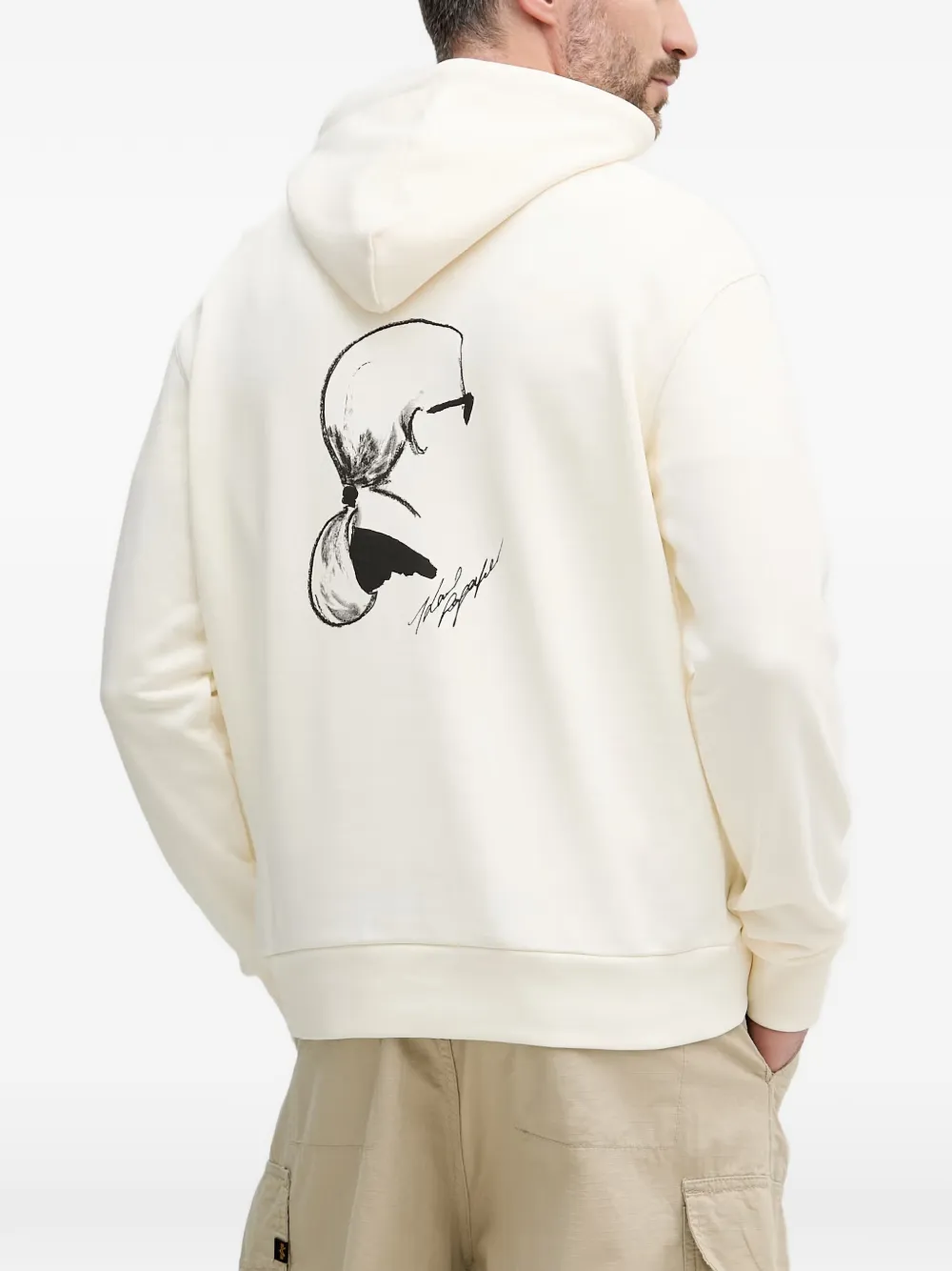 Karl Lagerfeld Hoodie met geborduurd logo en print Beige