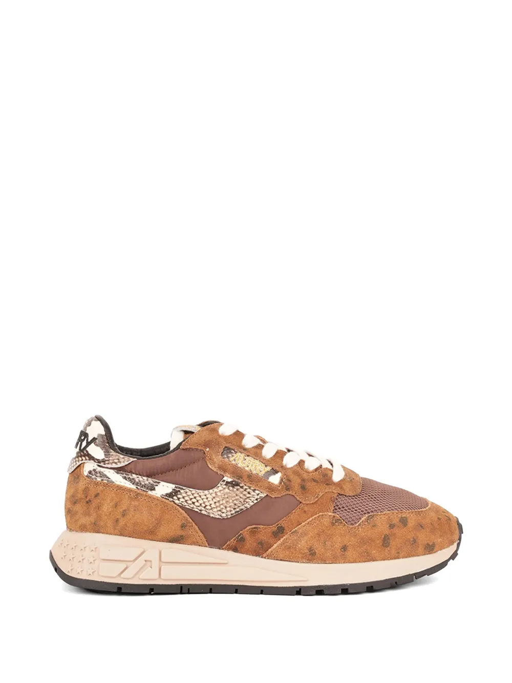 Autry python-print leopard-print sneakers - Braun
