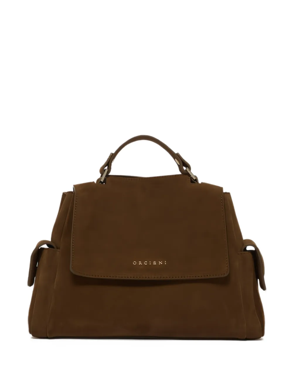 Orciani suede flap-top tote bag - Marrone