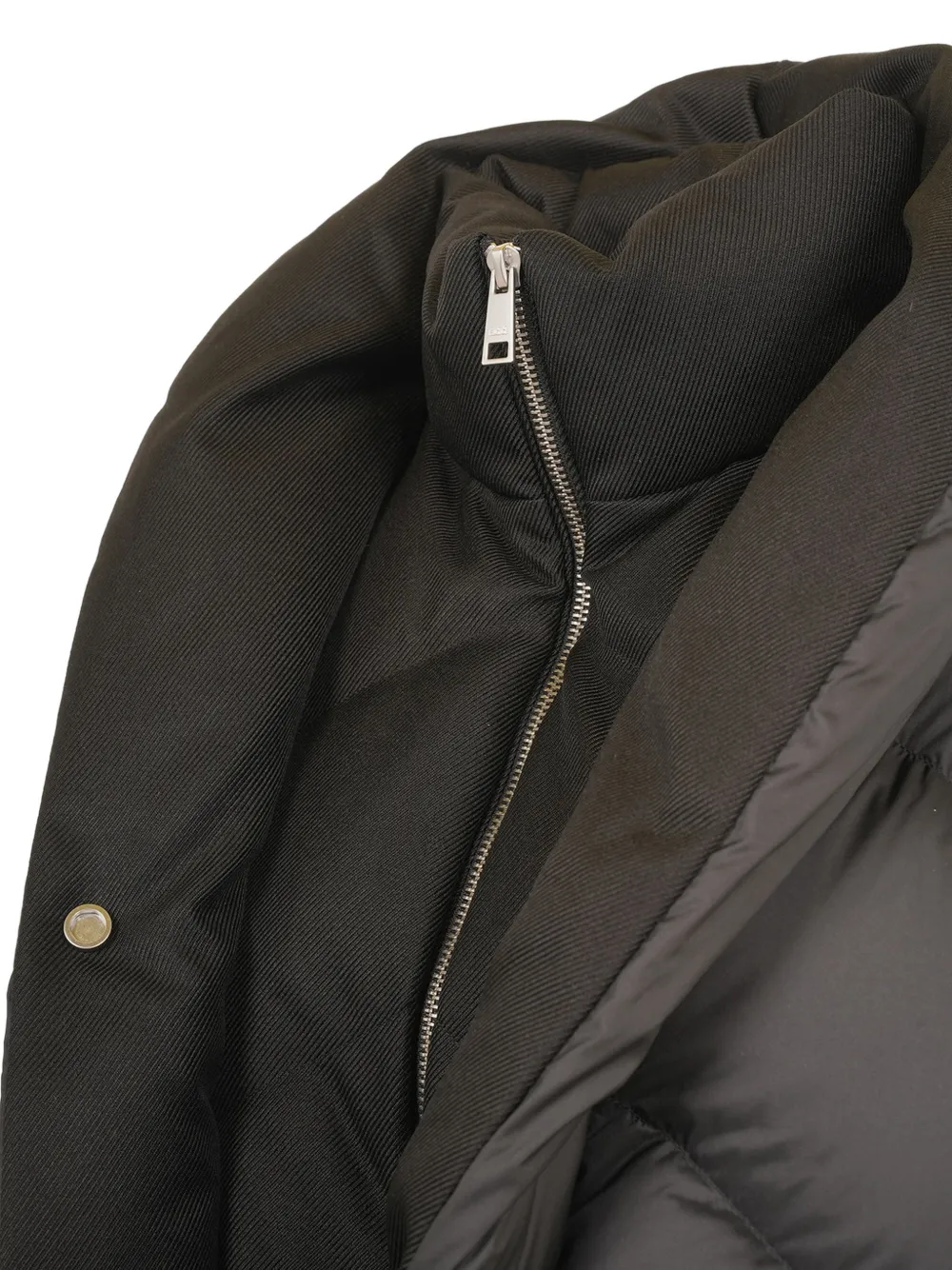 Add quilted-down p ed coat Zwart