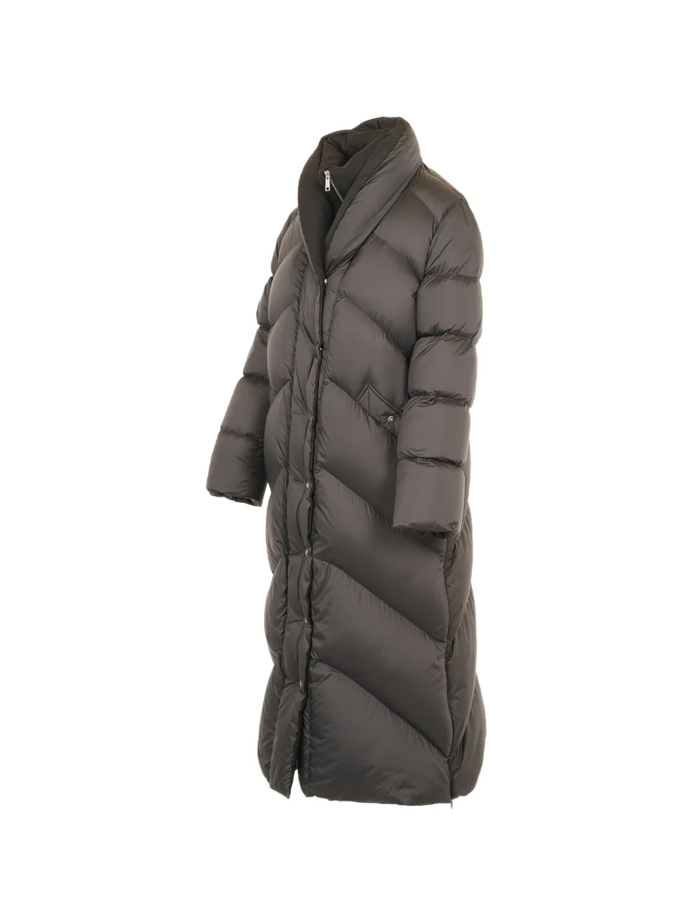 Add quilted-down p ed coat Zwart
