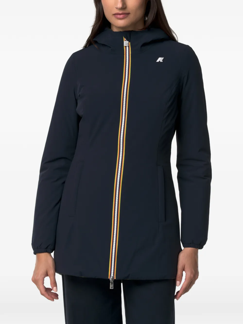 K-Way Jas met logo-patch en capuchon Blauw